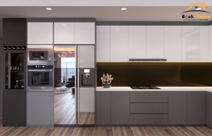 Mẫu bếp đẹp sử dụng màu trầm thanh lịch