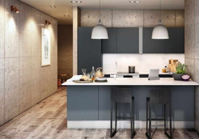 Phòng bếp đẹp đơn giản với đảo bếp 