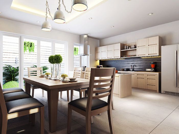 Phòng bếp tích hợp phòng ăn tiện lợi