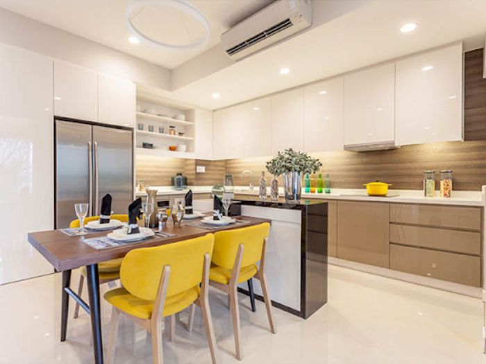 Sử dụng chất liệu gỗ acrylic mang lại không gian sang trọng