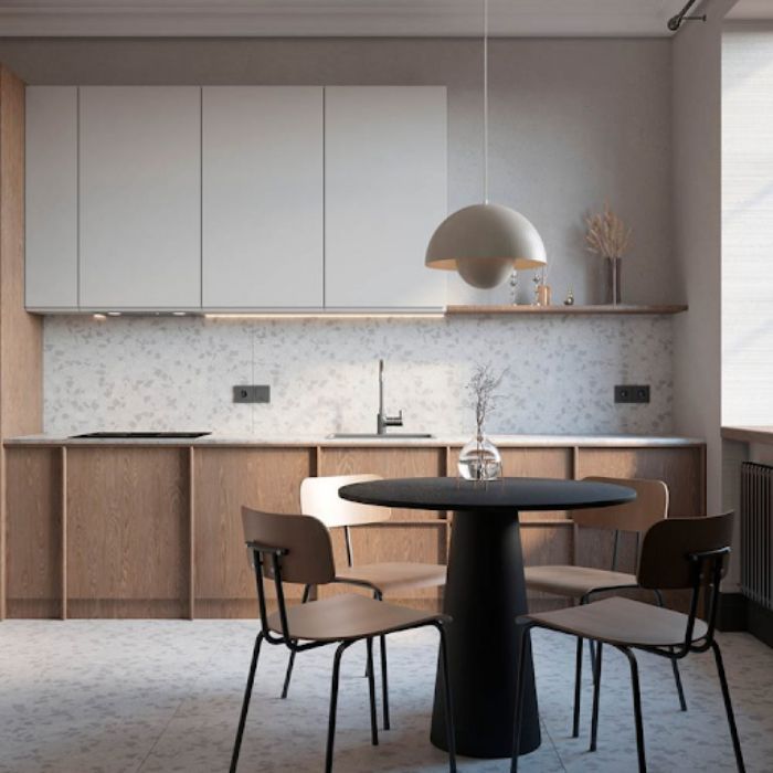 Thiết kế phòng bếp đơn giản với nét đẹp trang nhã