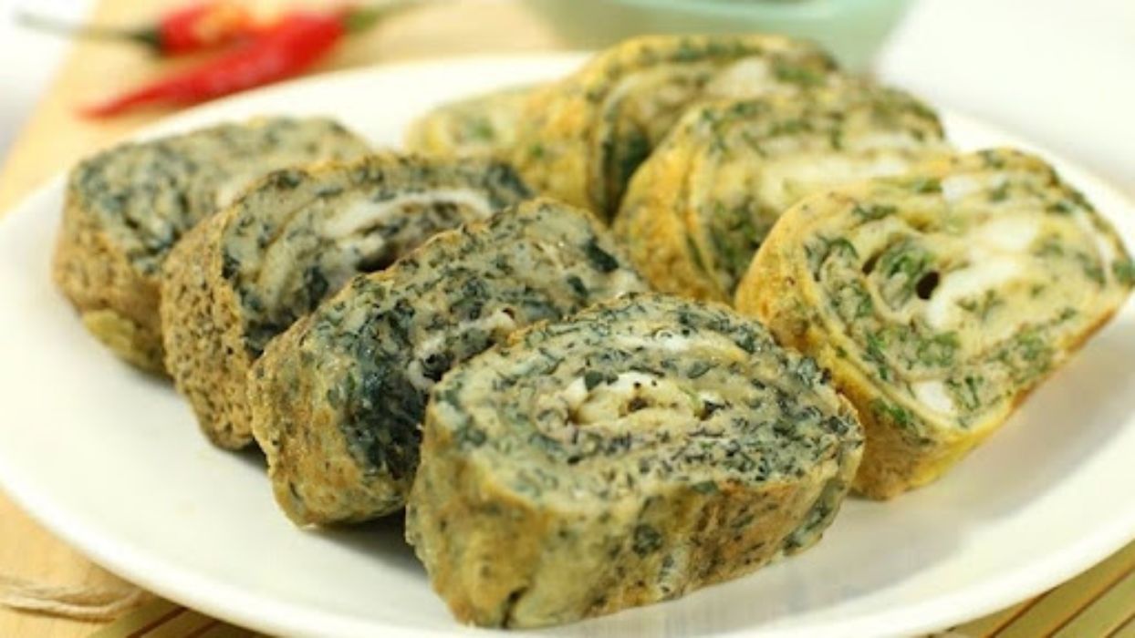 Món trứng chiên lá mơ 