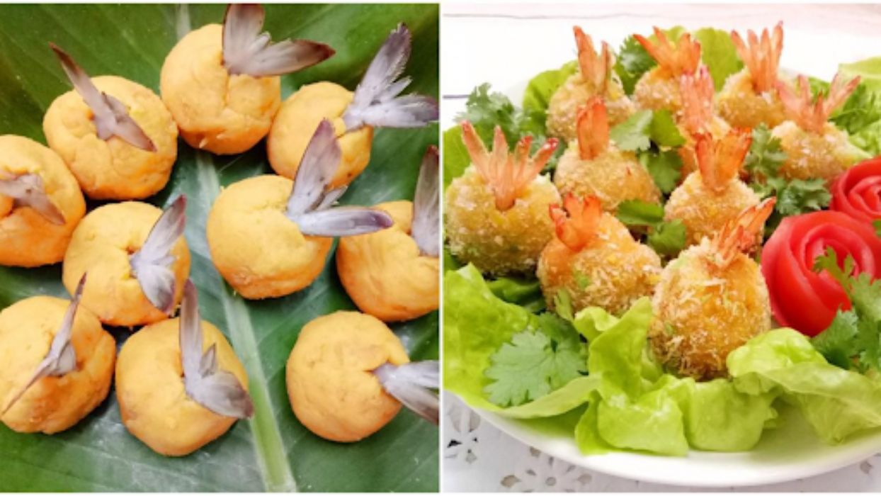 Tôm chiên giòn bọc khoai lang