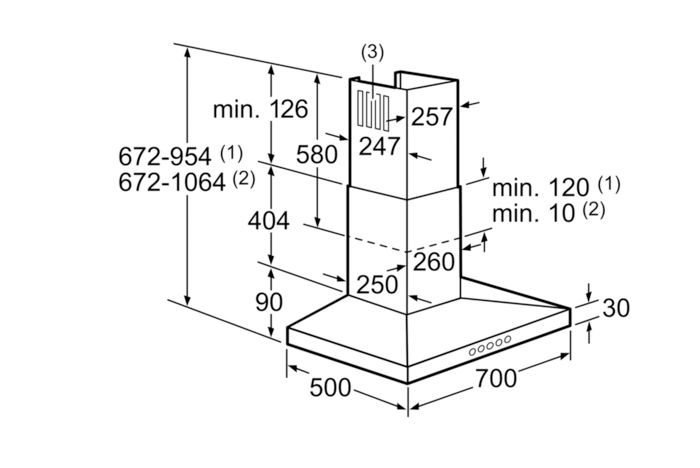 Bản vẽ kỹ thuật máy hút mùi Bosch DWW077A50B