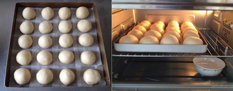 Cho bột và bát nước vào lò đóng cửa lại để ủ bột